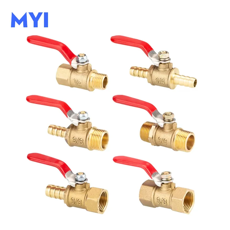 

1/8" 1/4'' 3/8'' 1/2'' BSP Male Female Thread Pneumatic Mini Ball Valve Brass Connector Joint Water Air Copper Coupler Adapter