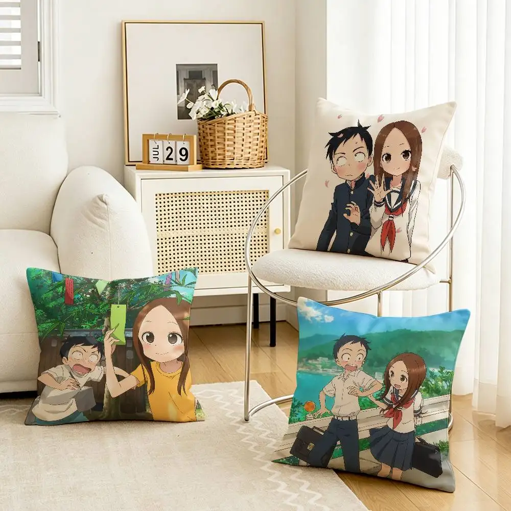 Teasing Master Takagi-san Takagi Nishikata Customizable Square Cushion Cover Double Sided Print Pillow Case