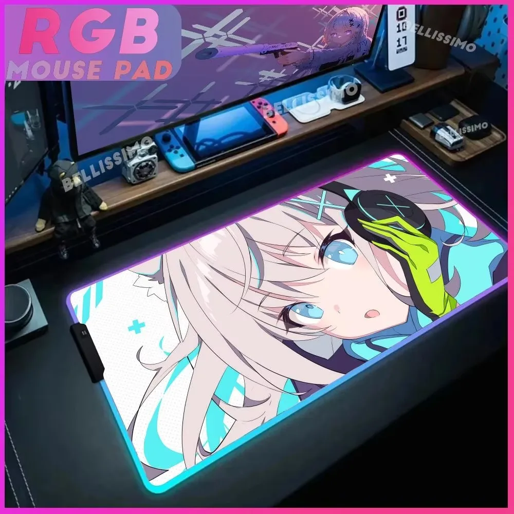 Sunaookami Shiroko RGB Rubber No-slip Mouse Mat Gaming Accessories Large Cool Mause Pad LED Durable Desk Pad Keyboard Mat