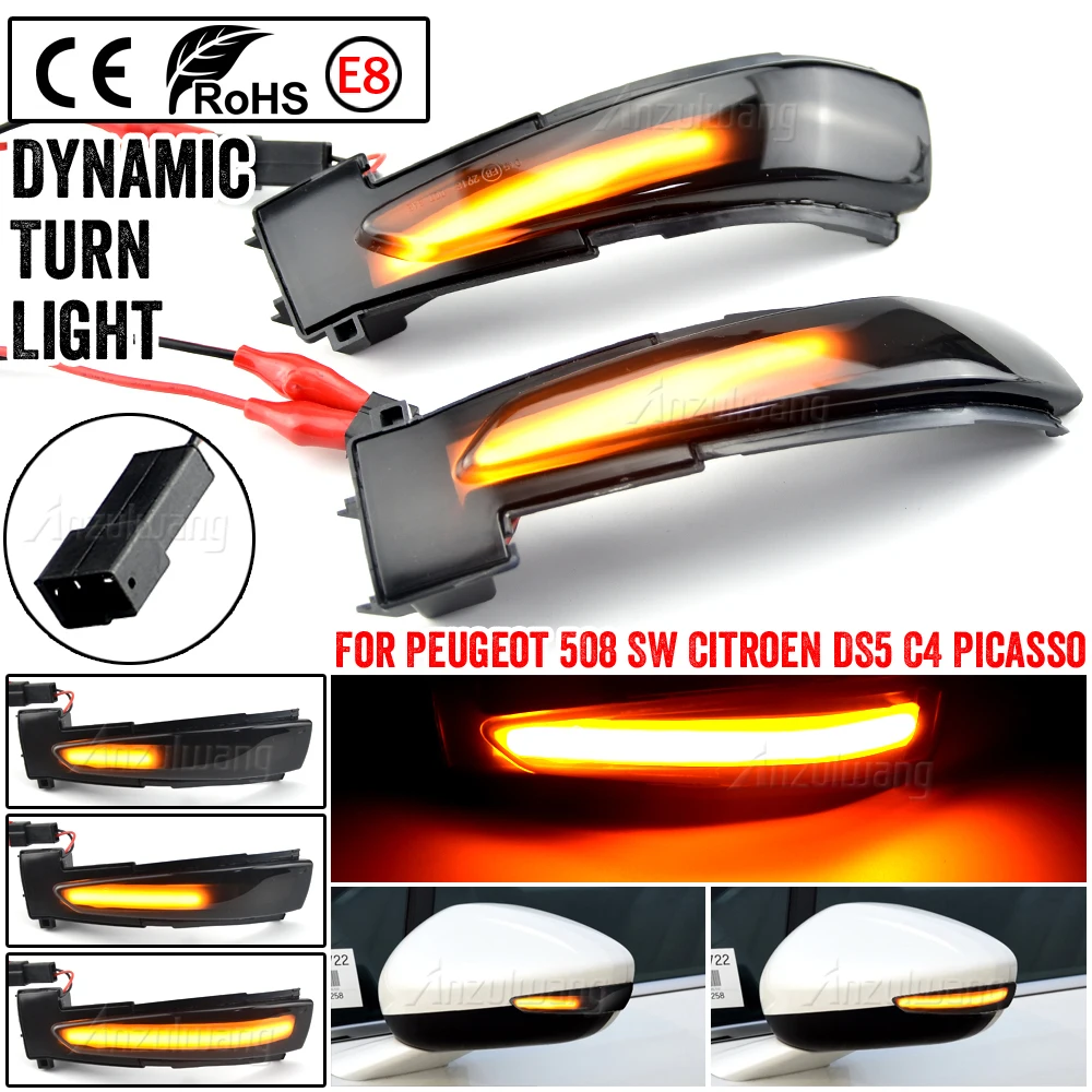 

LED Dynamic Turn Signal Light For Peugeot 508 SW Flashing Indicator Sequential Blinker Lamp For Citroen DS5 C4 Grand Picasso II