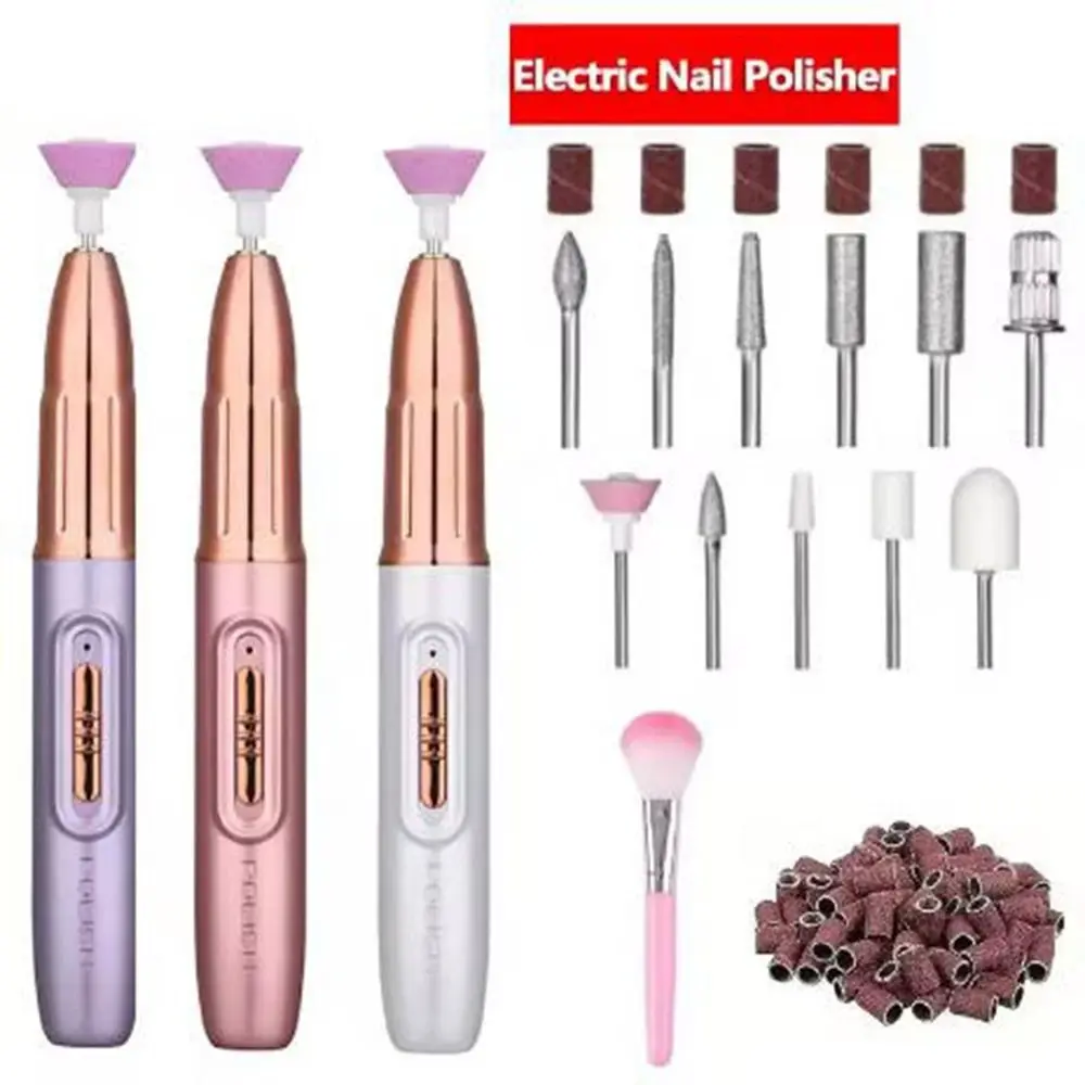 Professional Handheld Electric Nail Polisher Rechargeable Powerful Wireless Nail Dryer Low Noise Nail Sanding File Nail Care Kit