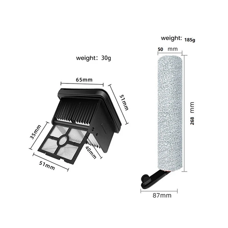 Roller Main Brush Hepa Filter Spare Parts Accessories As Shown Plastic Compatible For Dreame H20/H30 Vacuum Cleaner