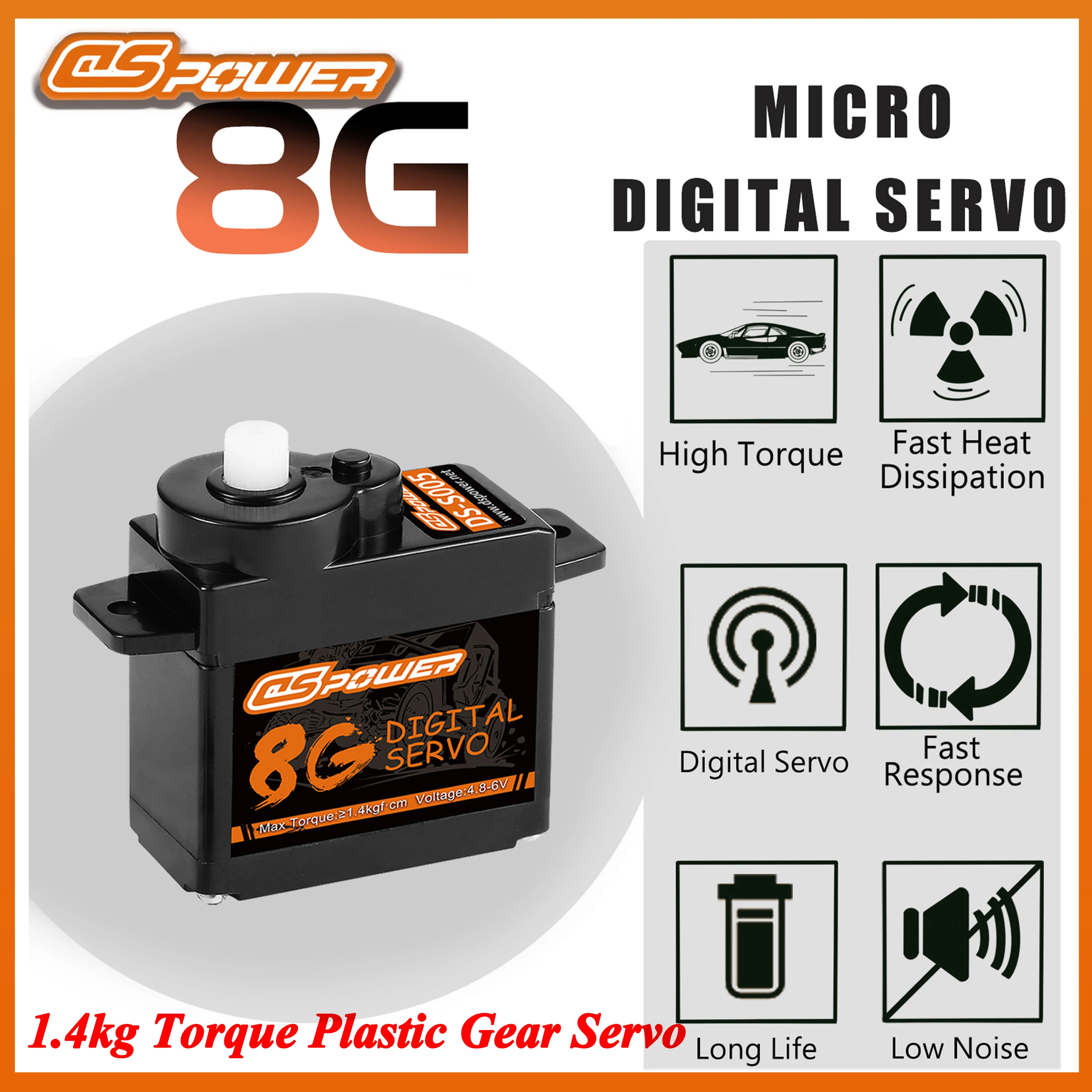 DSpower 8g Plastic Gear Waterproof Micro Servo Coreless Motor Digital Servo for RC Racing Car Airplane Helicopter Robot Wltoys