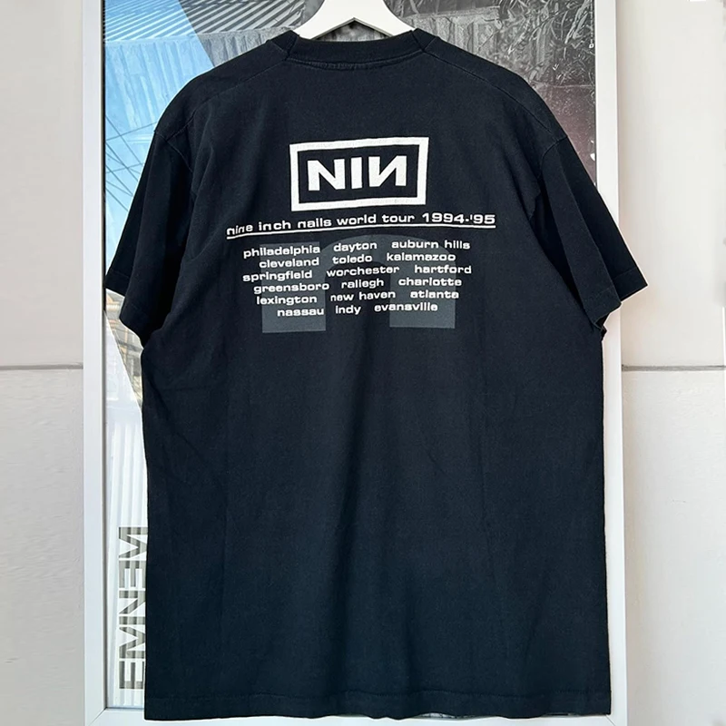 Nine Inch Nails Men's Short Sleeve T-Shirt Rock Band Style Half Sleeve BF American Heavy Cotton Trendy Casual Loose Fit T-Shirt