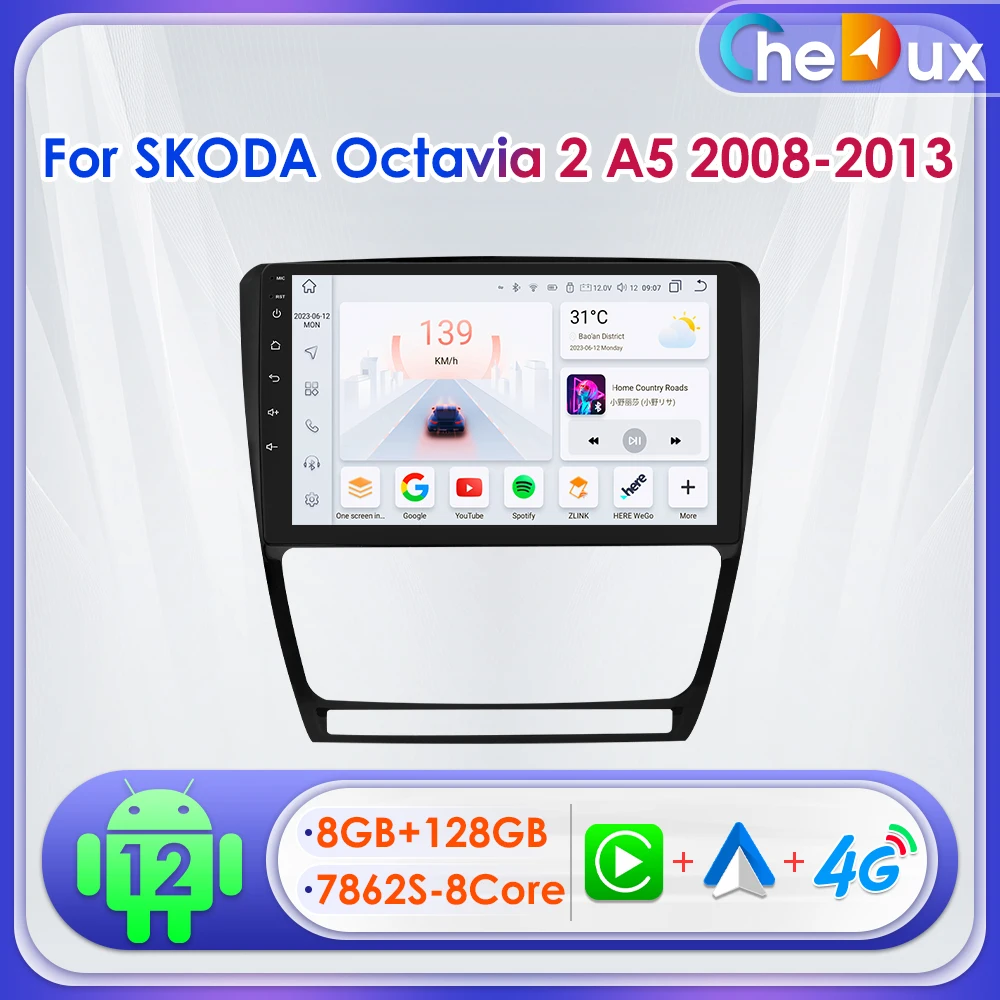 

Автомагнитола Chedux, 2Din, 10,1 дюйма, Android, для Skoda Octavia 2 2008-2013, мультимедийный стерео-навигатор, GPS, CarPlay, RDS, DSP, UI7862