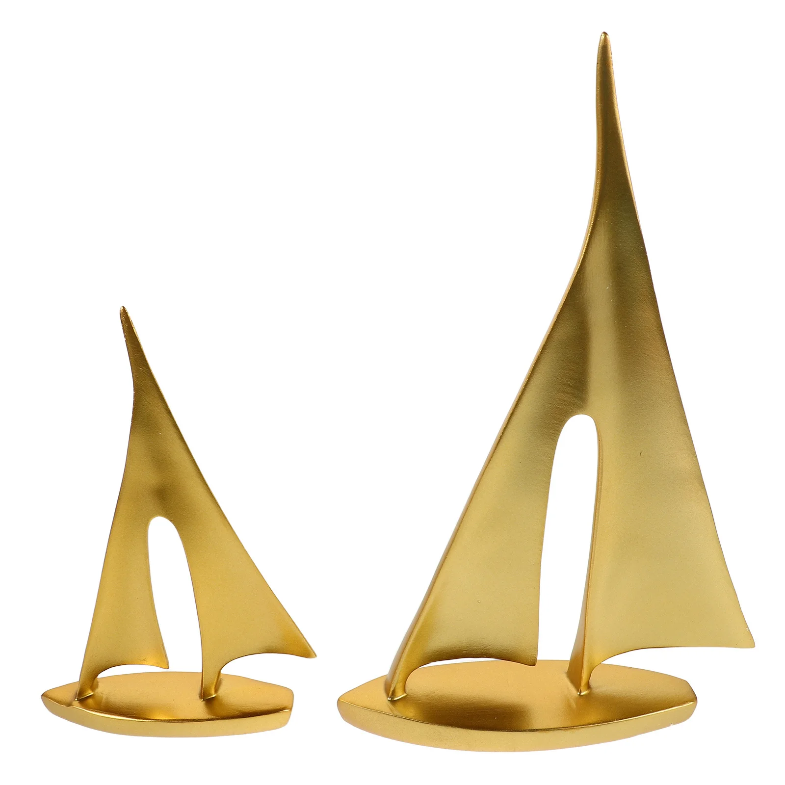 

2Pcs Elegant Sailboat Sculpture Gold Resin Nautical Home Decor for Living Room Cabinet Coastal Style Table Decoration