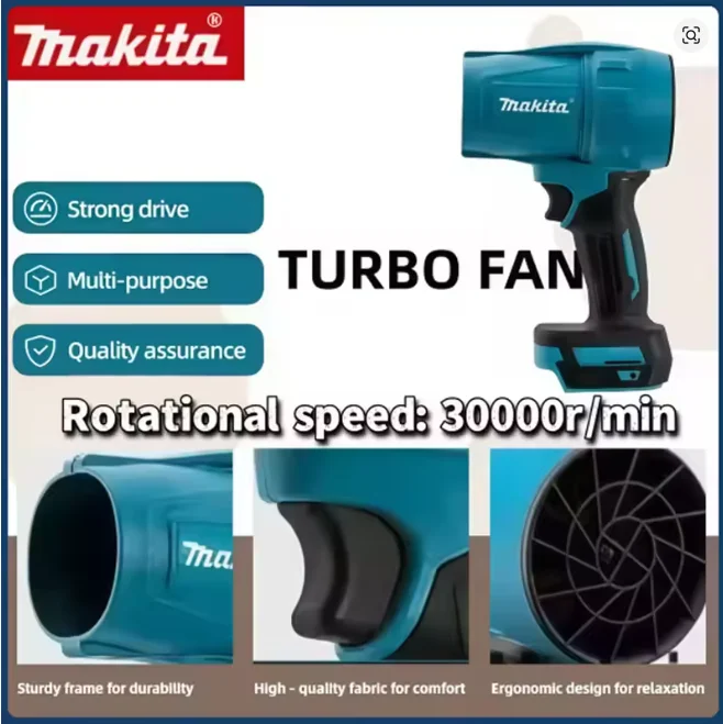 Makita 30000RPM Violent Blower Turbo Jet Fan Electric Air Duster Wind Speed Turbo 18VBattery Rechargeable With Light Car Cleanin