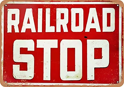 Wall-Color  Metal Sign - Railroad Stop - Vintage Look