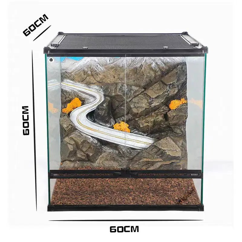 One piece is sent on behalf of 606060 climbing pet feeding box, glass tank feeding box with simulation landscaping background