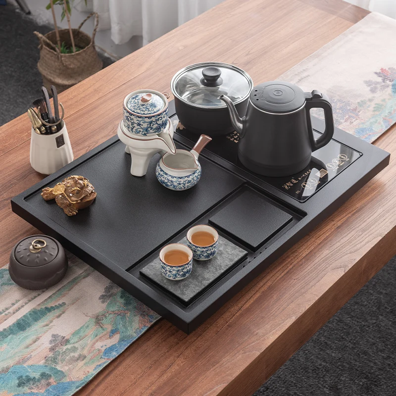 

Chinese Black Tea Tray Serving Luxury Accessories Decorative Stone Drainage Chinese Tea Tray Tableware Bandejas Home Products