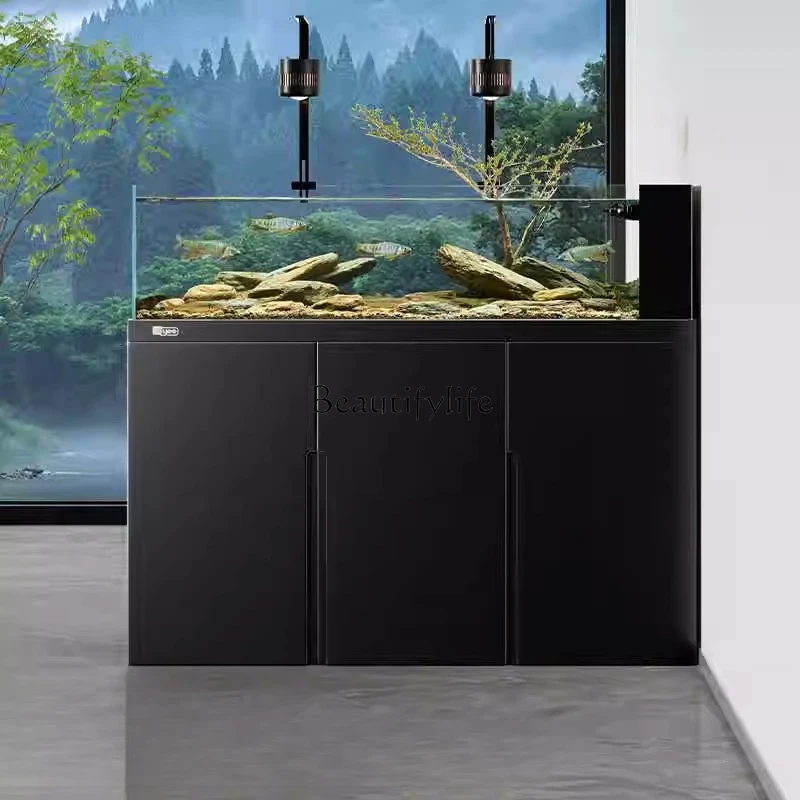 

Original ecological wild mining fish tank living room stream tank square tank gold crystal ultra white bottom filter