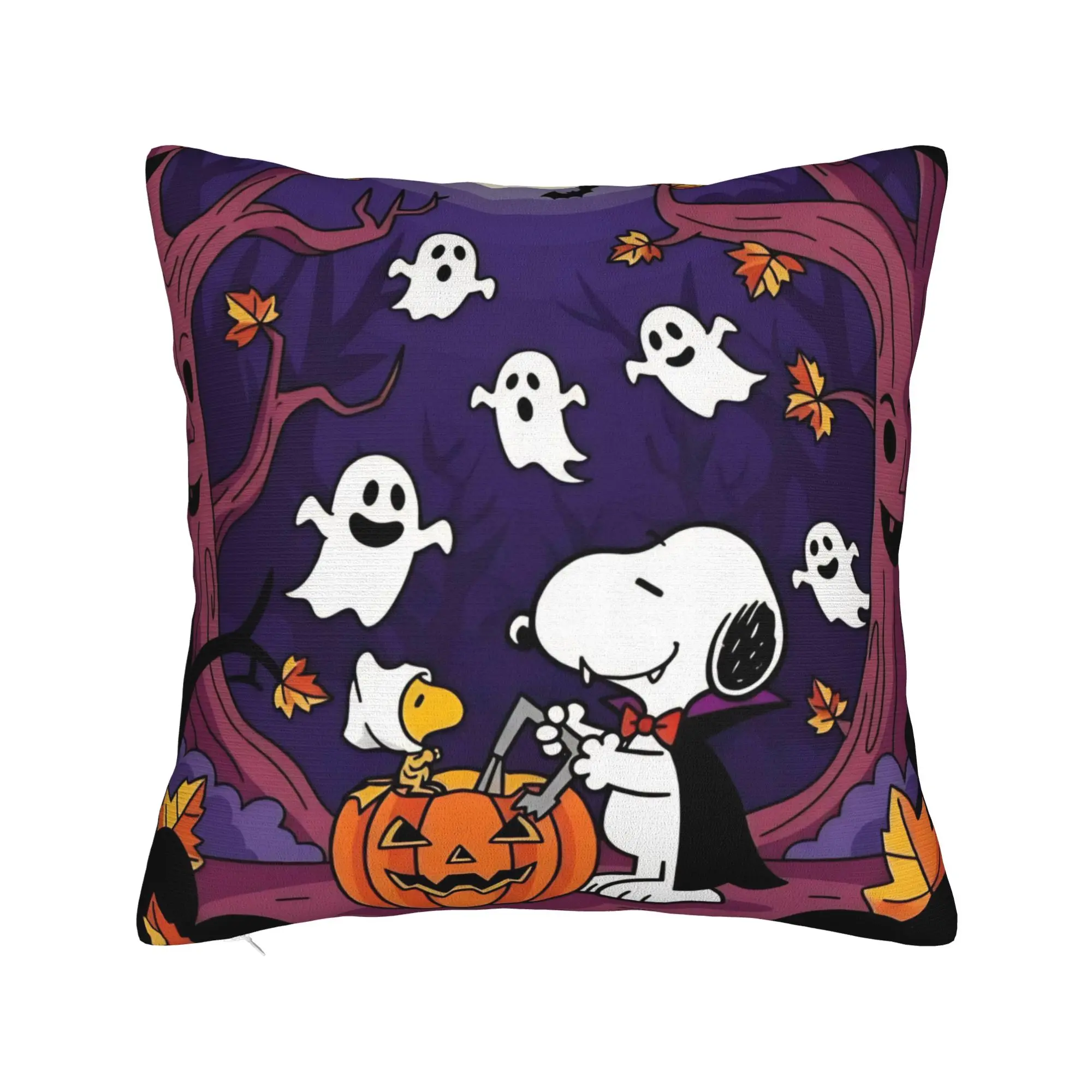Halloween Snoopys Square Pillow Covers Polyester Home Pumpkin Ghost Cushion Cover Cool Home Decoration Throw Pillow Case 40*40