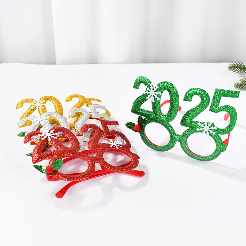 2025 New Year Party Glasses Christmas Photo Props Noel Xmas Decorations Kids Adult Eyeglasses Photobooth Gifts Home Supplies