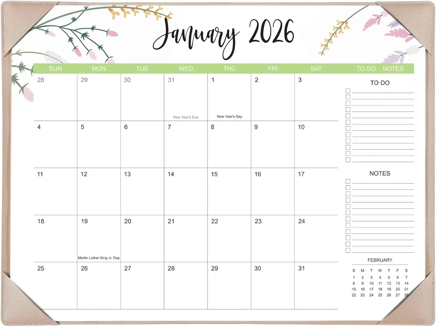 Desk Calendar 2026 with Desk Mat – 22 x 17 Large Desk Pad Calendar Runs from January 2026 to June 2027, Floral Desig