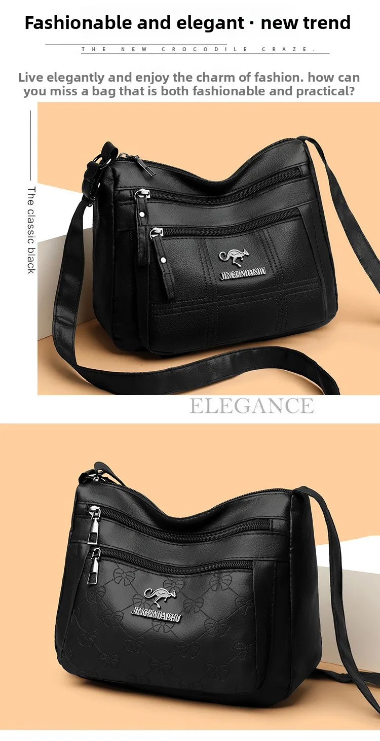 Klassisches Buchstaben-M-Design, mehrlagige Reißverschlusstasche, einzelne Schulter-Crossbody-Taschen für Damen, täglicher Gebrauch, Arbeit, Reisen, Ausflug, Party – Detail 7