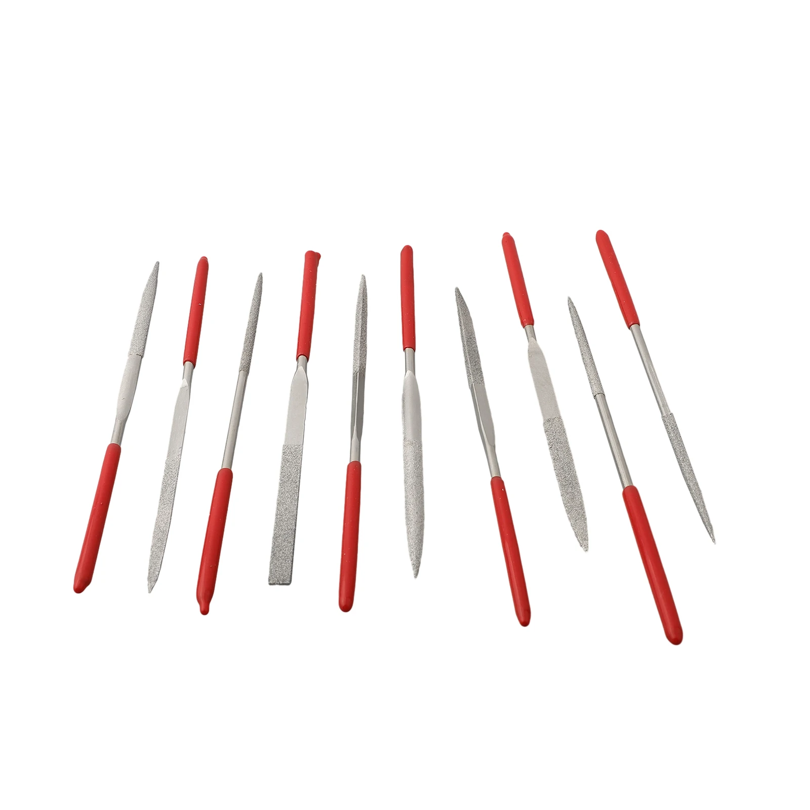 10개 다이아몬드 니들 파일 세트 (금속, 유리, 돌, 보석, 나무 조각, 공예, 목공, 광택 처리된 소형 강철 파일, 수공구)