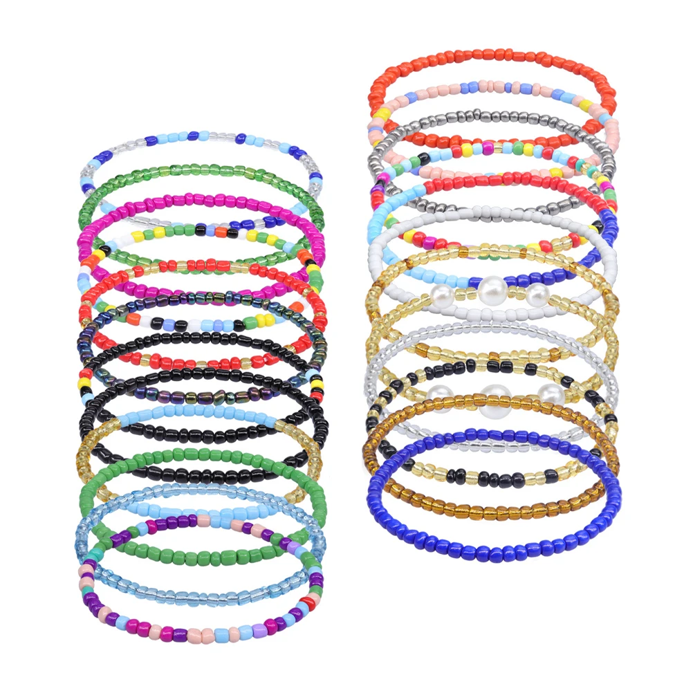 

24pcs Beaded Ankle Chain Women Jewelry Boho Anklet Foot Bracelets Beach Party Wedding Carnivals Elegant Long Term
