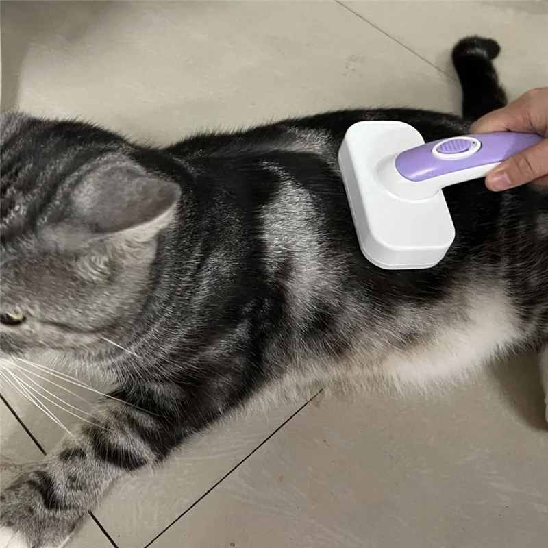 Pet Self Cleaning Slicker Brush For Shedding & Grooming Long Short Haired Dogs, Cats Retractable Brush