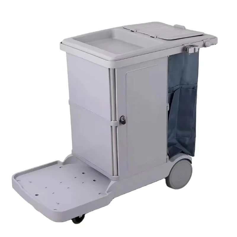 Gray Plastic Janitorial Cleaning Carts