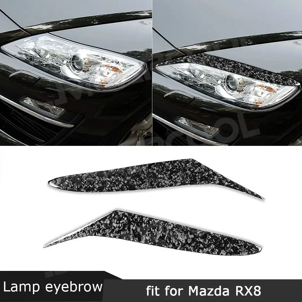 

JMCARCOOL Car Eyebrow Headlight Covers for Mazda RX8 Coupe 2004-2008 Forged Carbon Fiber Front Bumper Eyelids Car Styling