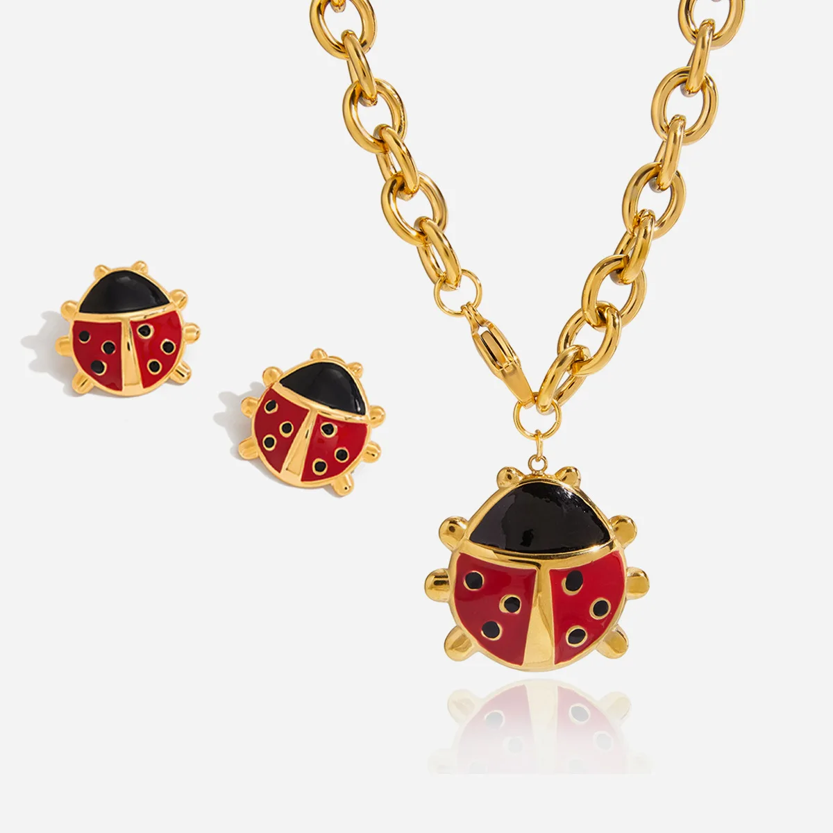 Women Stainless Steel Jewelry Sets Ladybug Theme Fashion Accessories