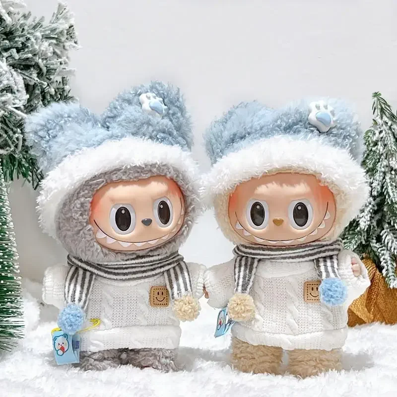 17 سنتيمتر دمية قطيفة صغيرة الزي اكسسوارات لكوريا Kpop Exo Labubu المعبود V1 V2 ابتسامة سترة أفخم طقم قبعات الملابس هدية