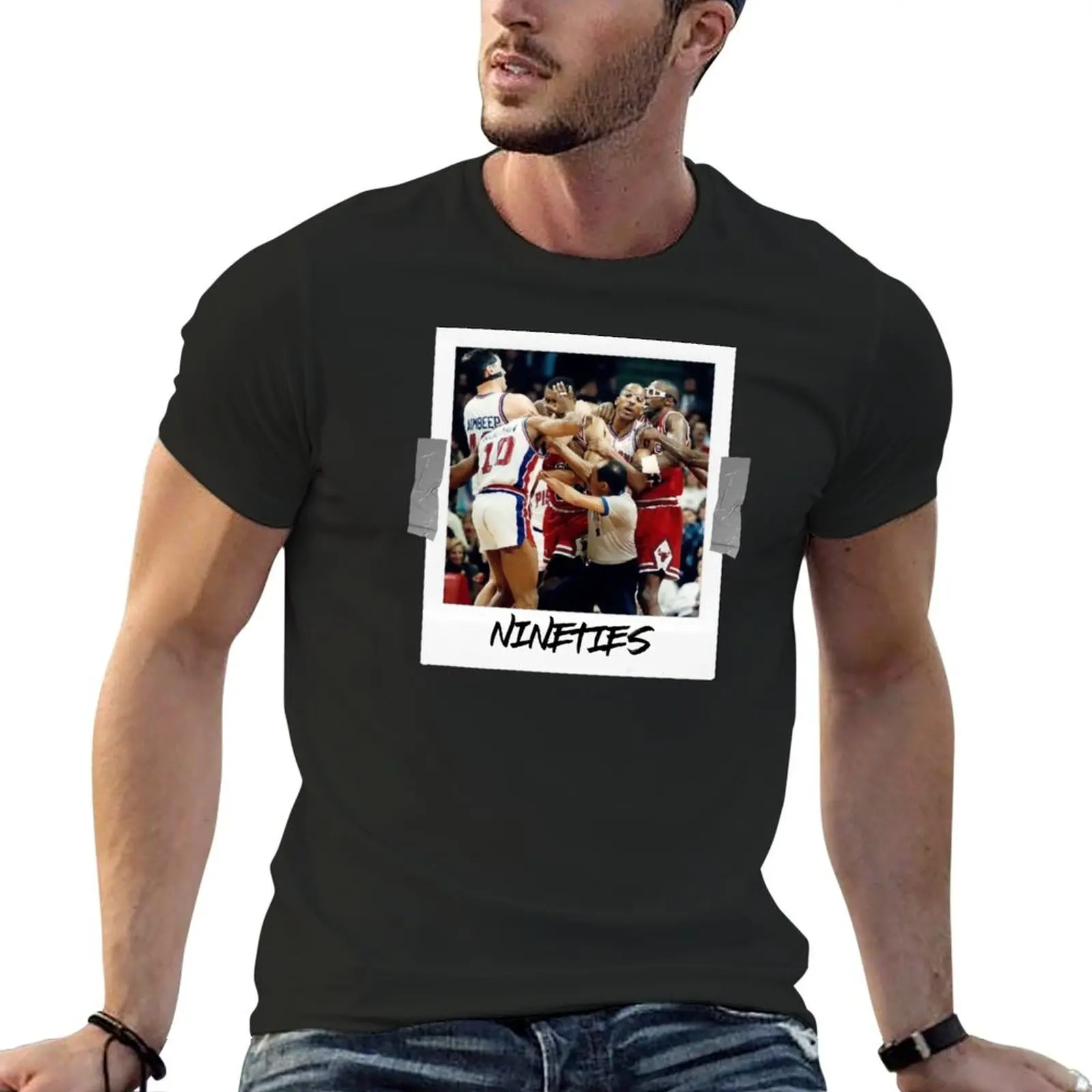 90's Hoops Old School Pic T-Shirt custom t shirt graphics black t shirts for men