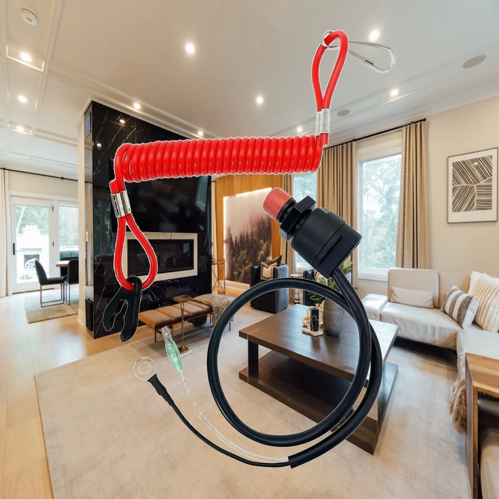 Boat Stop Switch with Lanyard Emergency Engine Shutoff for Outboard Remote Control Box Marine Kill Switch Replacement