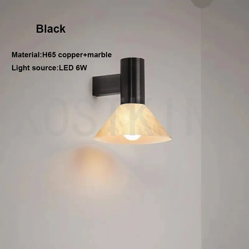 Italiaanse retro lichte luxe marmeren wandlamp minimalistische gang trap woonkamer achtergrond muur slaapkamer nachtkastje decor lamp