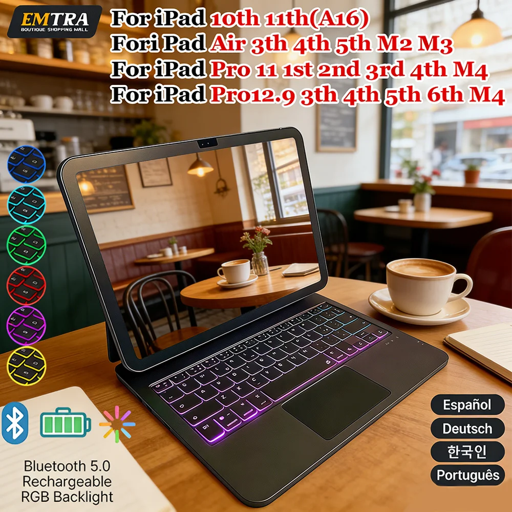 

Чехол-клавиатура Magic Keyboard для iPad Air 13 и 11 (M2, M3), Air 4, 5 / Pro 13 и 11 (M4) и 12.9 / iPad 11-го поколения (A16, 10-го поколения), с мультитач-трекпадом