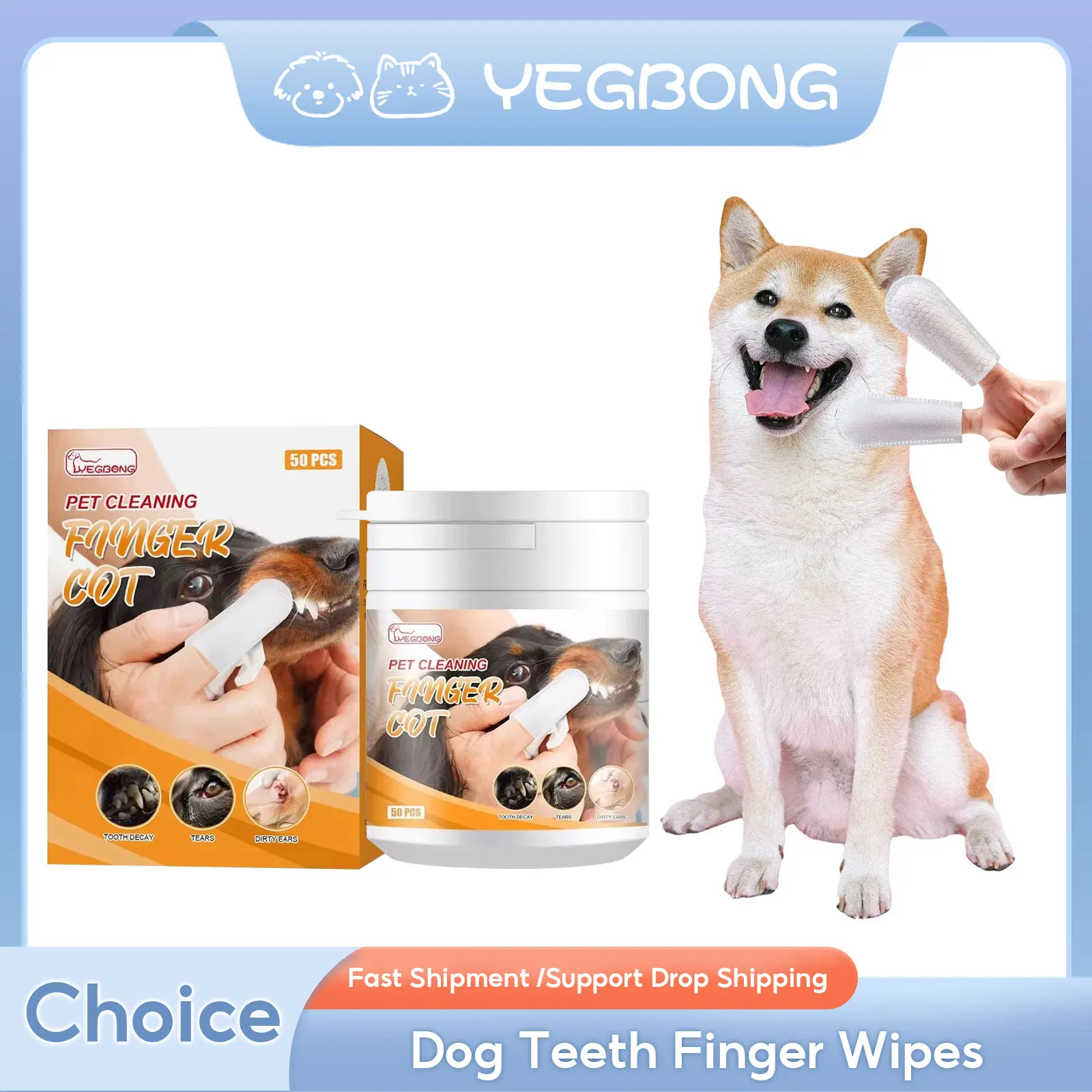 Dog Teeth Finger Wipes Tartar Wiping Disposable Teeth Cleaning Gum Gentle Massage Dental Breath Freshen Pet Oral Cleaning Wipes