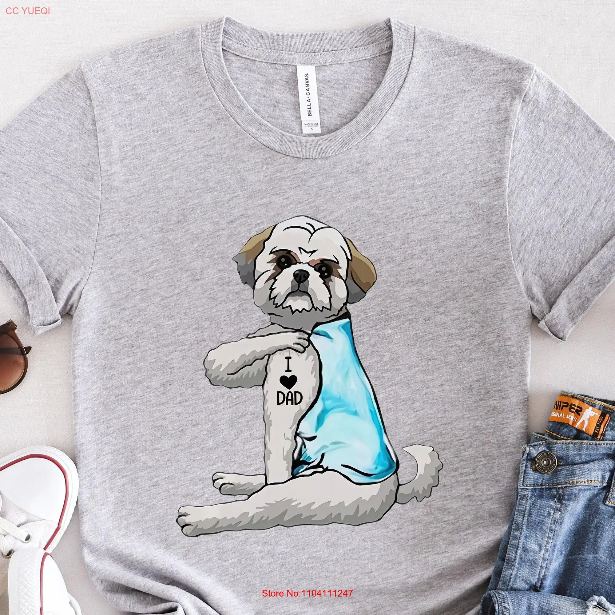 Shih Tzu T Shirt I Love Dad Dog Mom Lover Cute DG006SHIM01 long or short sleeves