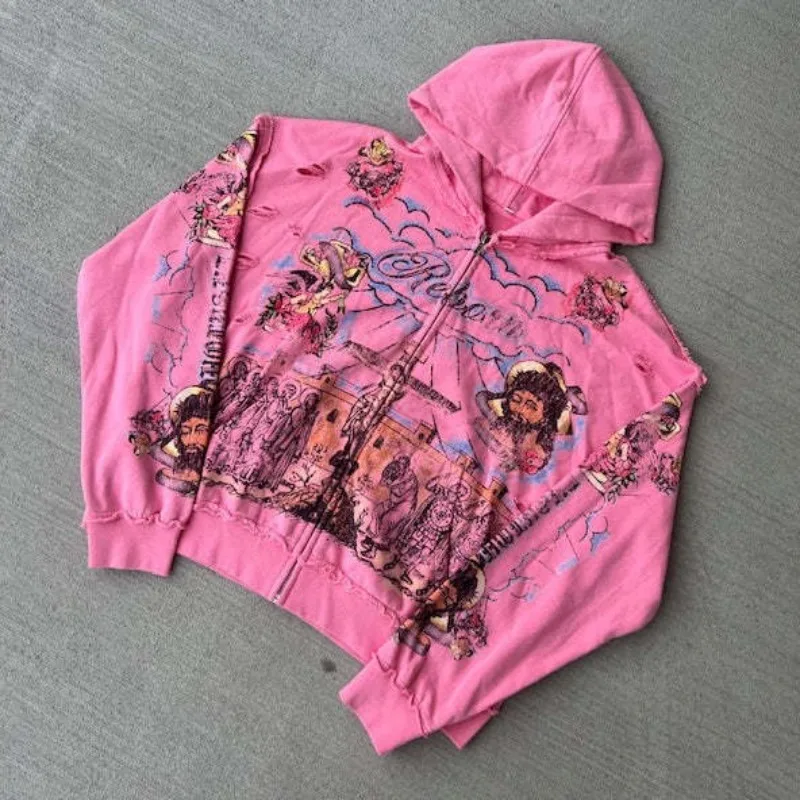 

2026New Y2K Autumn Winter Hoodie-Unique Print Long Sleeve Pullover with Retro Streetwear Style Men Clothing Harajuku Hoodie Men