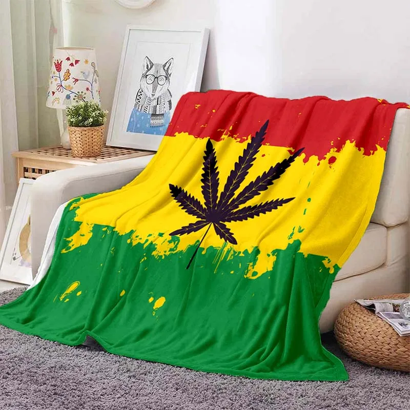 Weed leaf print flannel blanket throw blanket thin blanket cobijas para cama throw blanket Soft Cozy Bedroom Living Room Blanket