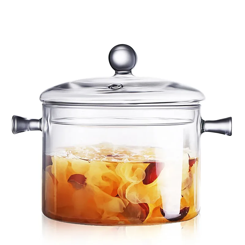 High Borosilicate Glass Simmer Pot Thicker and Heavier Upgraded Glass Pot for Use on Open Flames and Gas Stovetops