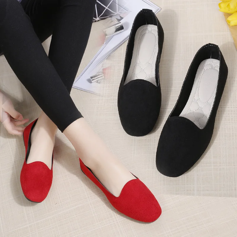 Fashion square head comfortable women's shoes lazy shoes flat women's single shoes 7271