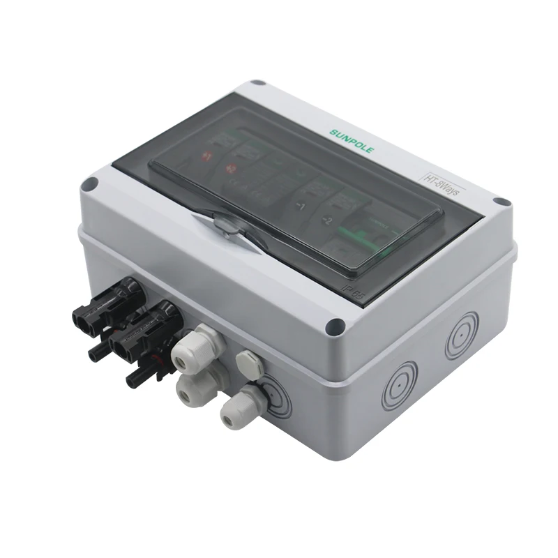 2 in 1 out 550V Solar PV Combiner Box Surge Lightning Protection DC Distribution Waterproof Outdoor Surface Mounted