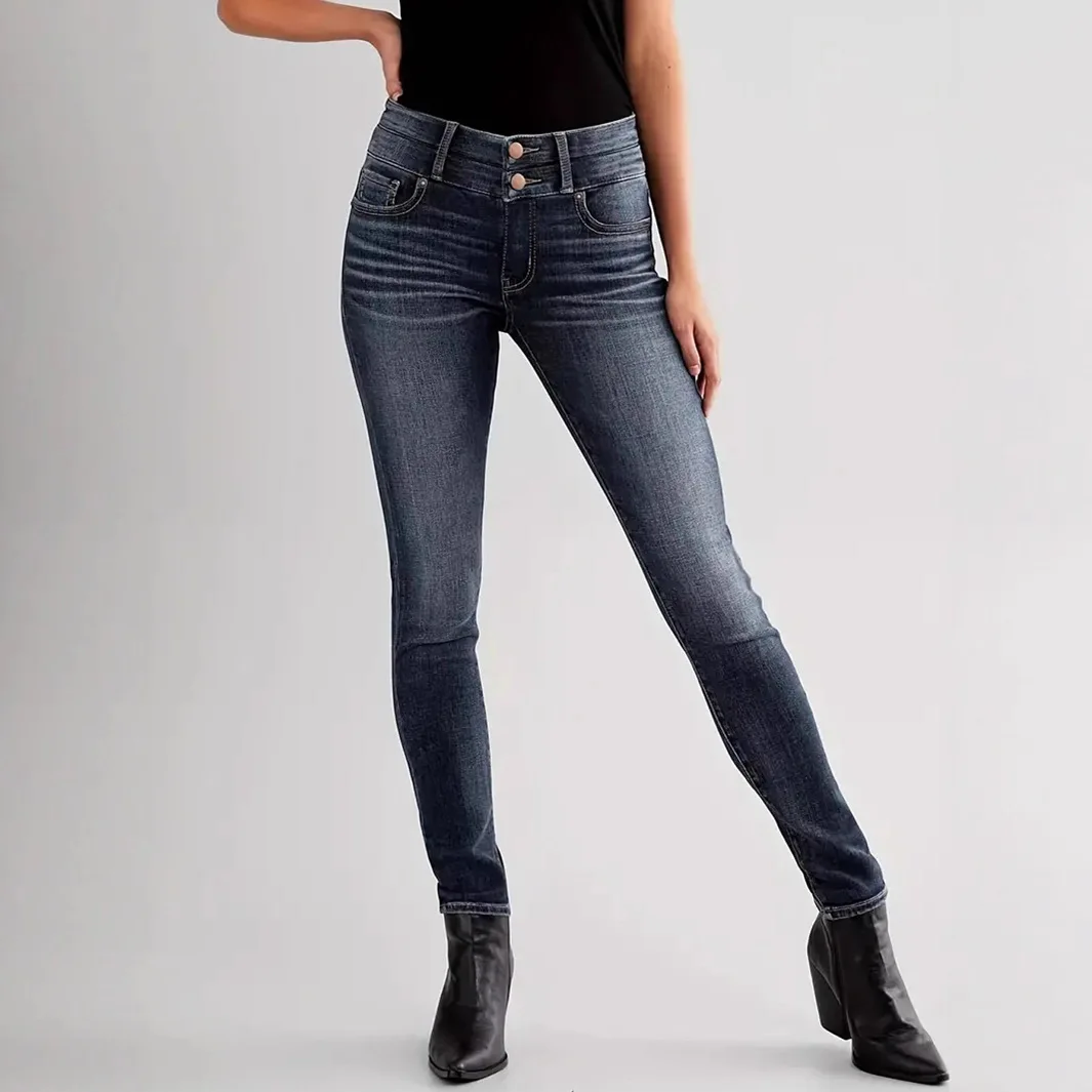 Women Denim Pant Jeans Vintage Long Pants Slim Fit High Waist Trousers Y2k Streetwear Elegant Splice Work Casual Sheath 2026