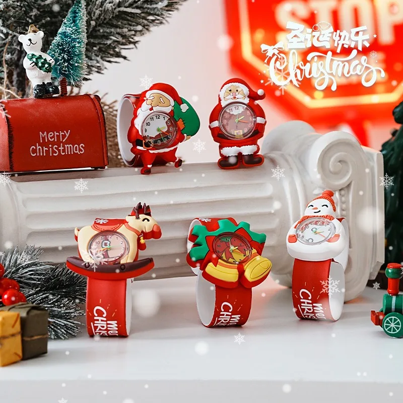 1-10PCS Cartoon Slap Watch for Kids Christmas Santa Gift Fun Hand Clap Wristwatch Kindergarten Party Favor for Boys Girls