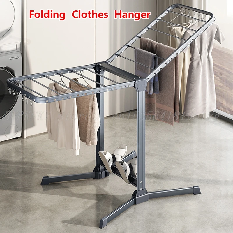 Foldable Clothes Drying Rack Floor, Stainless Steel Laundry Rack, Adjustable Cloth Drying Stand, Clothes Hanger for Balcony