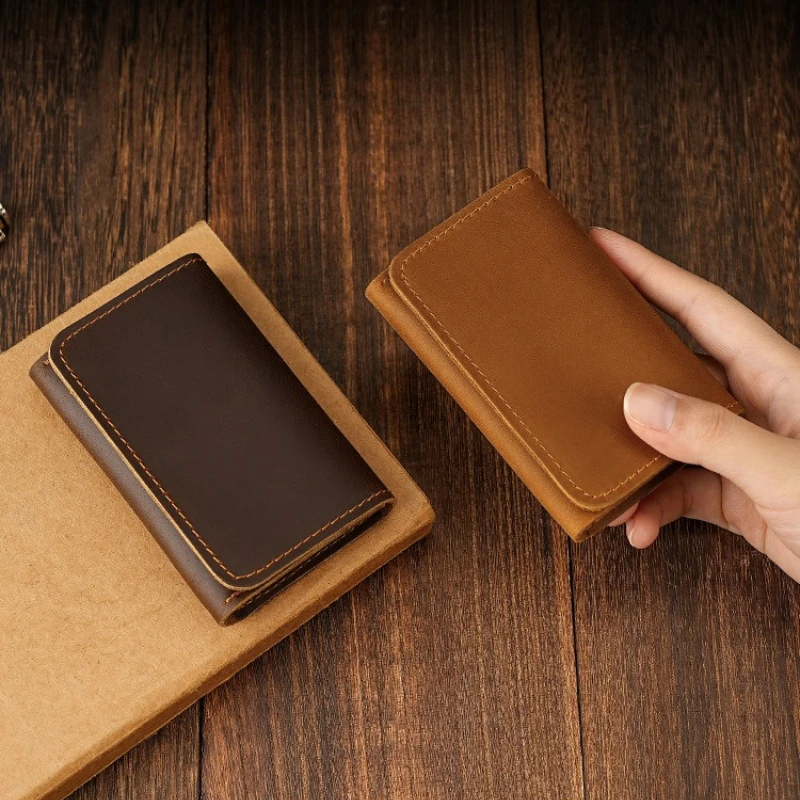 Vintage Men's Genuine Leather Wallets Women's Coin Purses Headphone Holder Portable Data Cable Headphone Storage Bag Card Holder