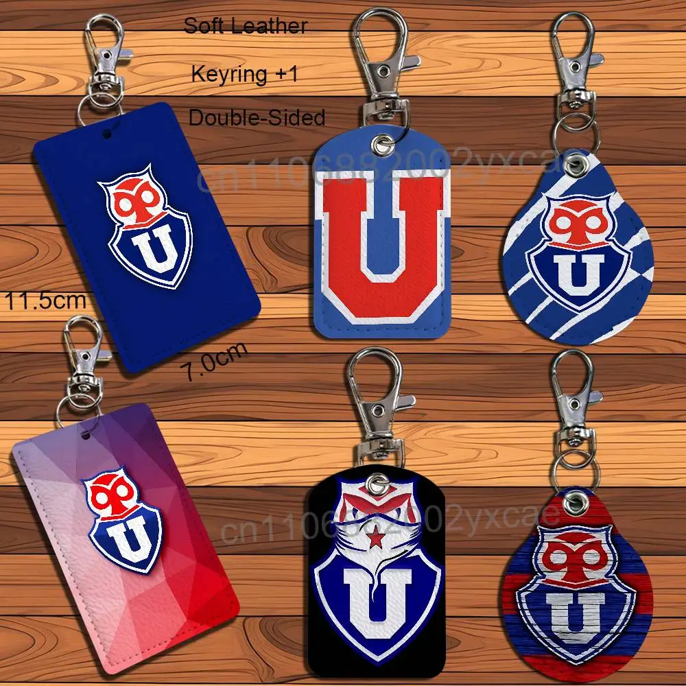 Pattern Art Chile University Leather Card Holder with Exquisite Keychain purpose Case for Metro ID Access Control Card Badge