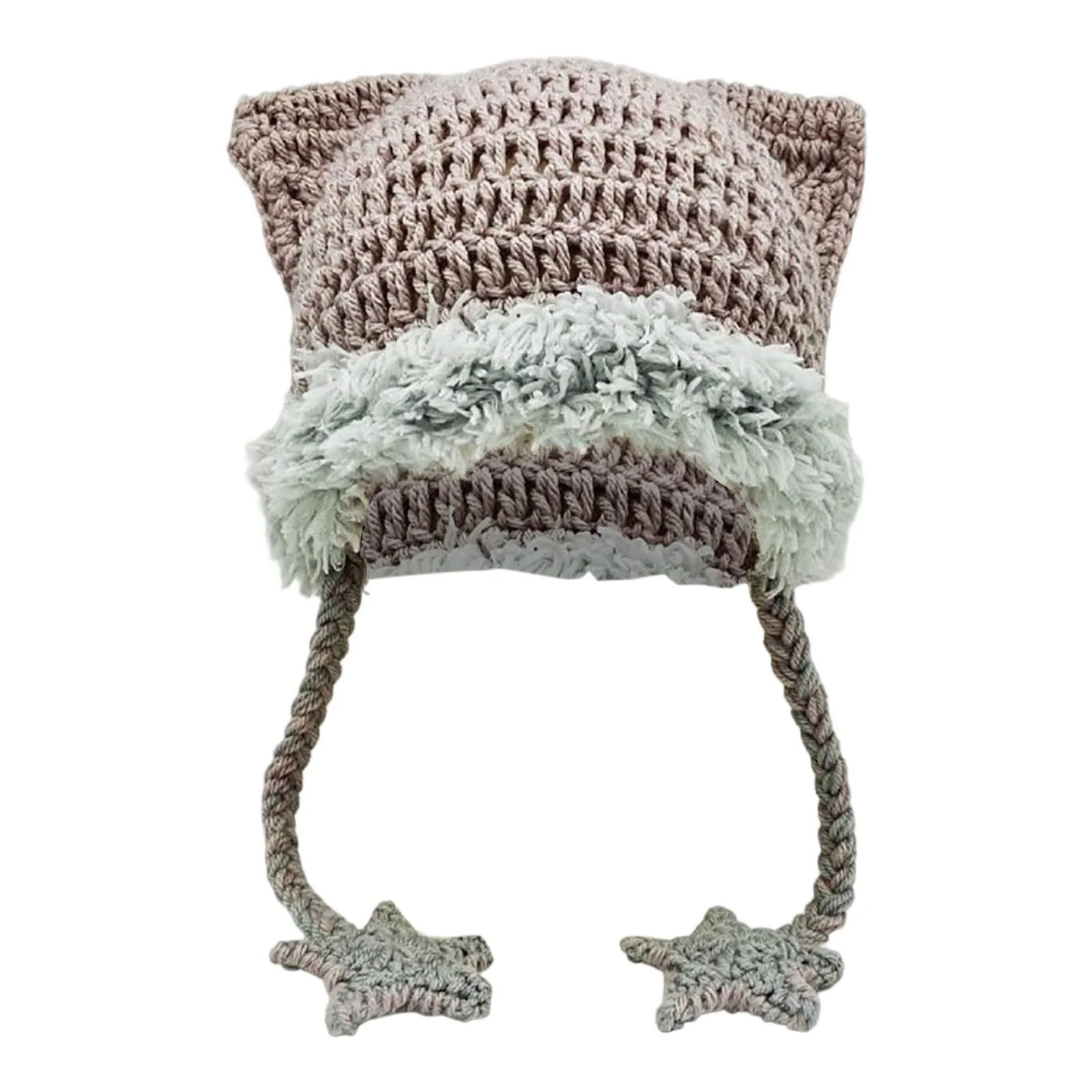 한국 스타일 하라주쿠 핸드 니트 별무늬 귀 끈 모자 패션 데일리 스트리트웨어 다용도 패셔너블 Y2K 액세서리