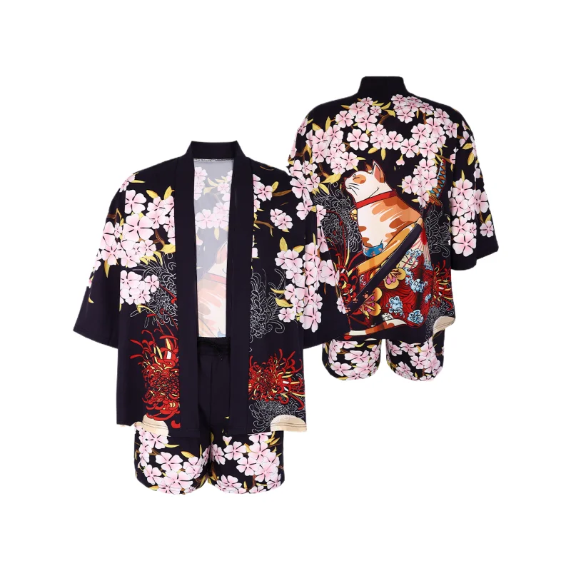 

Halloween Japanese Style cosplay Kimono cos Cloak Coat Festival Stage Performance Costume Haori Women Men Streetwear Print Shirt