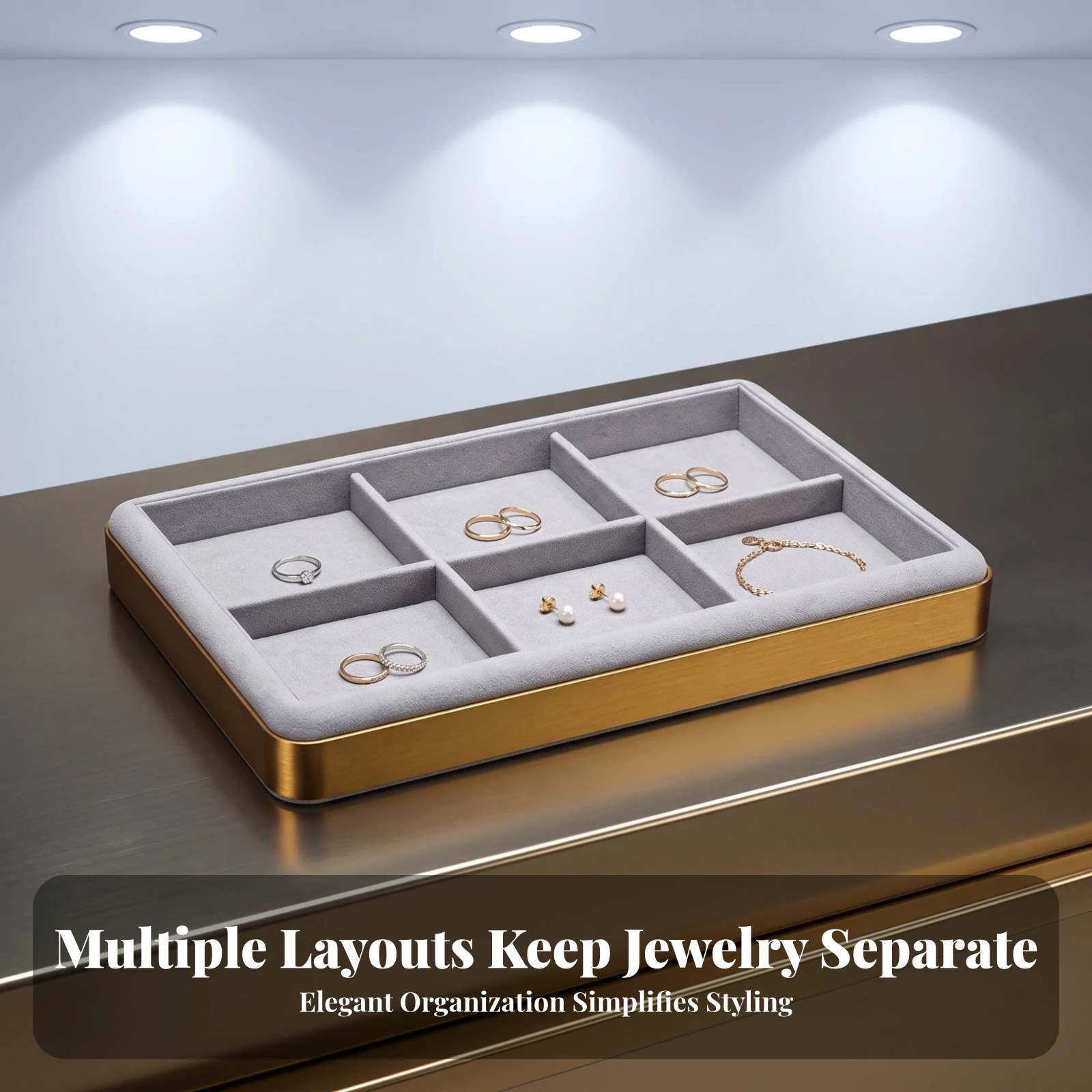 Jewelry Display Tray Sturdy Jewelry Tray with Padded Surface Rectangular Soft for Collectors, Retail Counters, Shops