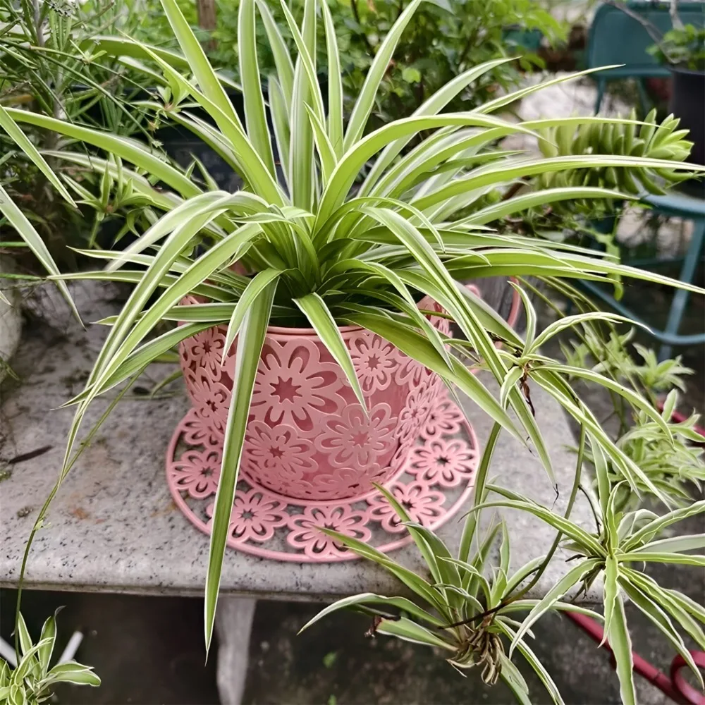 Retro Hollow Iron Flower Pot Round Metal Planter Indoor Outdoor Garden Balcony Patio Desktop Succulent Plant Decor Container