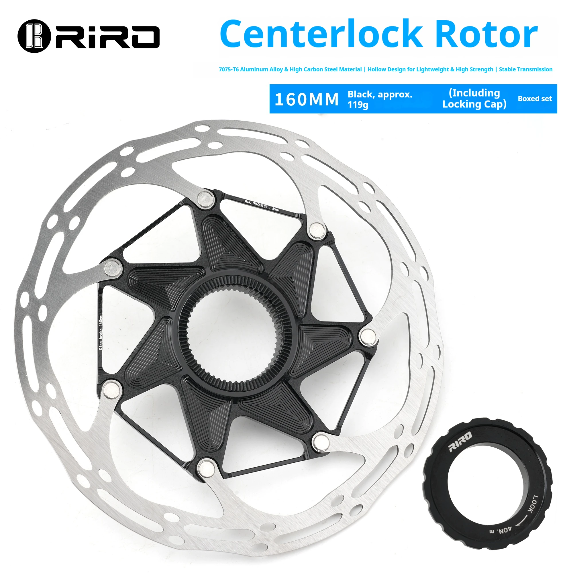 RIRO Fahrrad-Mittelsperre, 140 mm/160 mm, hohle Wärmeableitung, Windbrechung für Rennrad, Mountainbike, Scheibenbremse, Zubehör