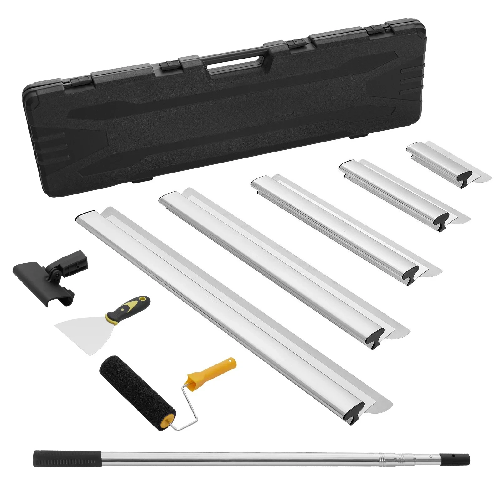 Drywall Skimming Blade Set 10/16/24/32/40 inch with 34-81.6 in Extension Handle Pole Stainless Steel Knife