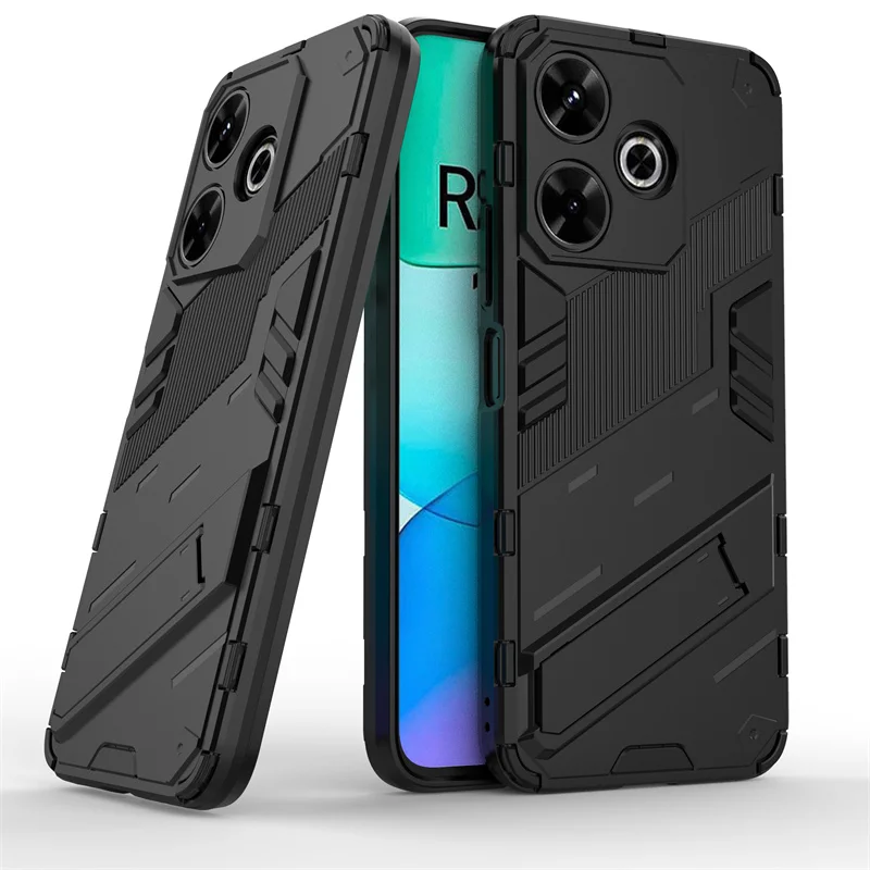 For Redmi 13 4G Case Luxury Rugged Armor Magnetic Car Stand Holder Phone Cases for Xiaomi Redmi 13 Redmi13 4G 6.79