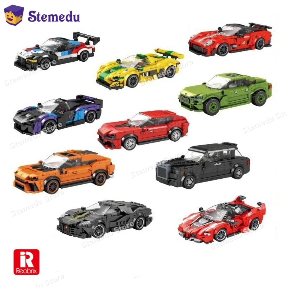 

Reobrix 672-828 Sports Car Roadster 1:24 Model Building Blocks Set Simulation Appearance Puzzle Assembly Toy Gift for Kids